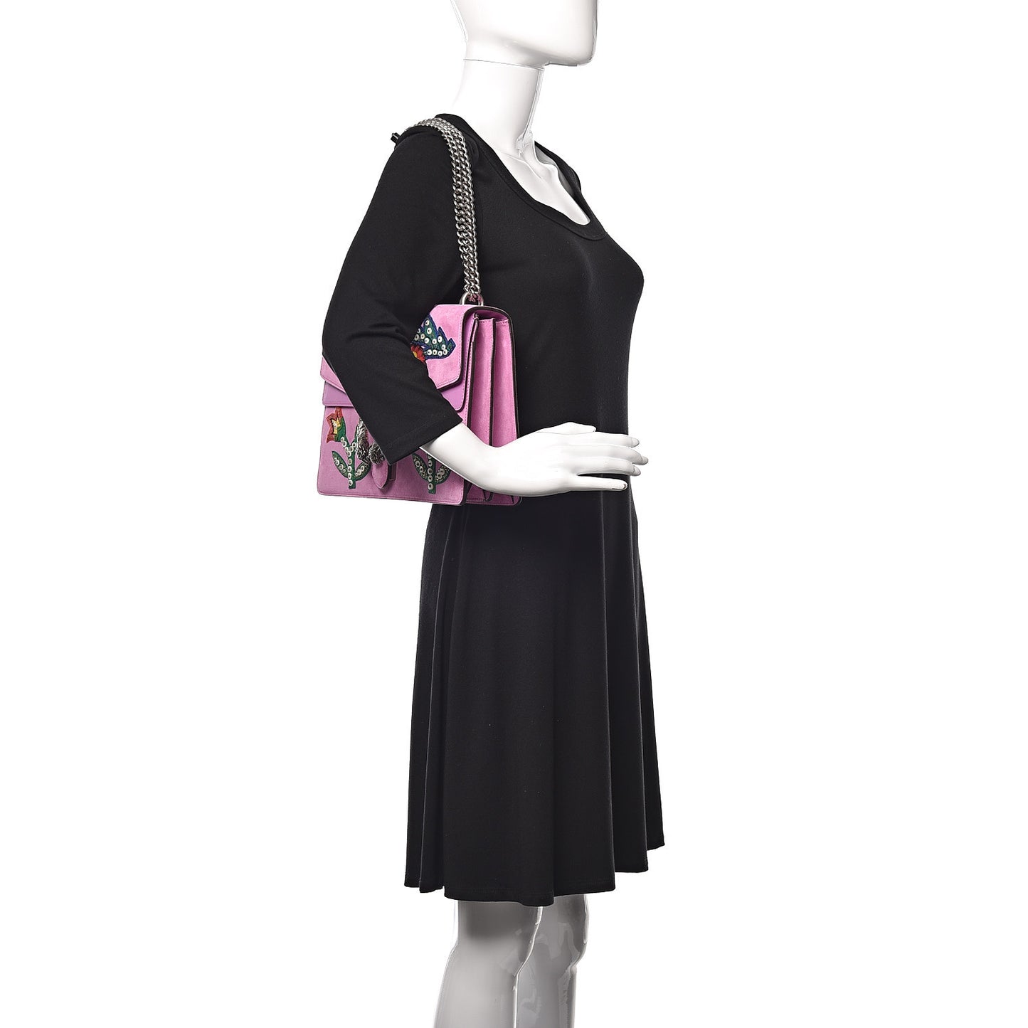 Suede Cudu Embroidered Medium Dionysus Shoulder Bag Candy Mousse Multicolor