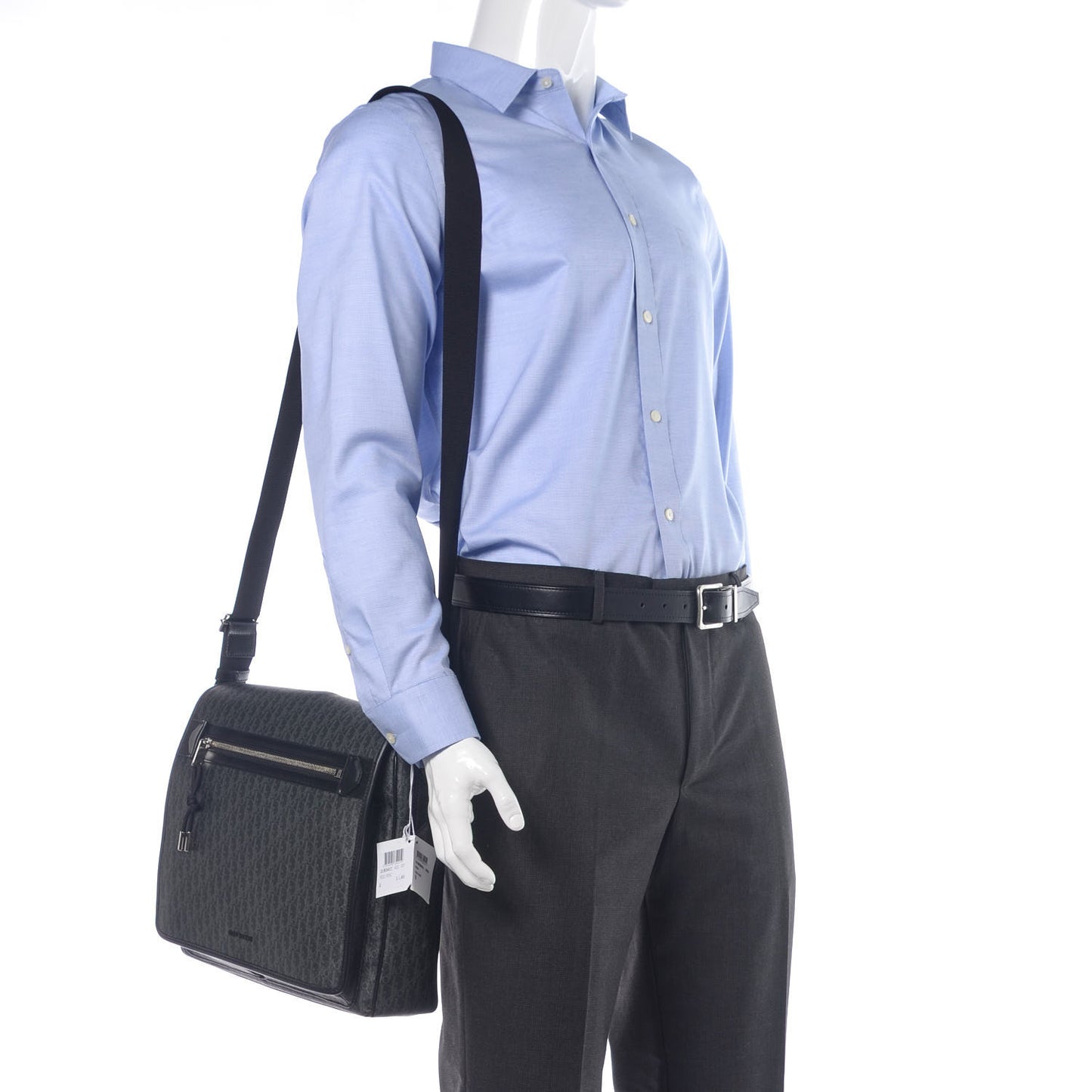 HOMME Monogram Coated Canvas Messenger Grise