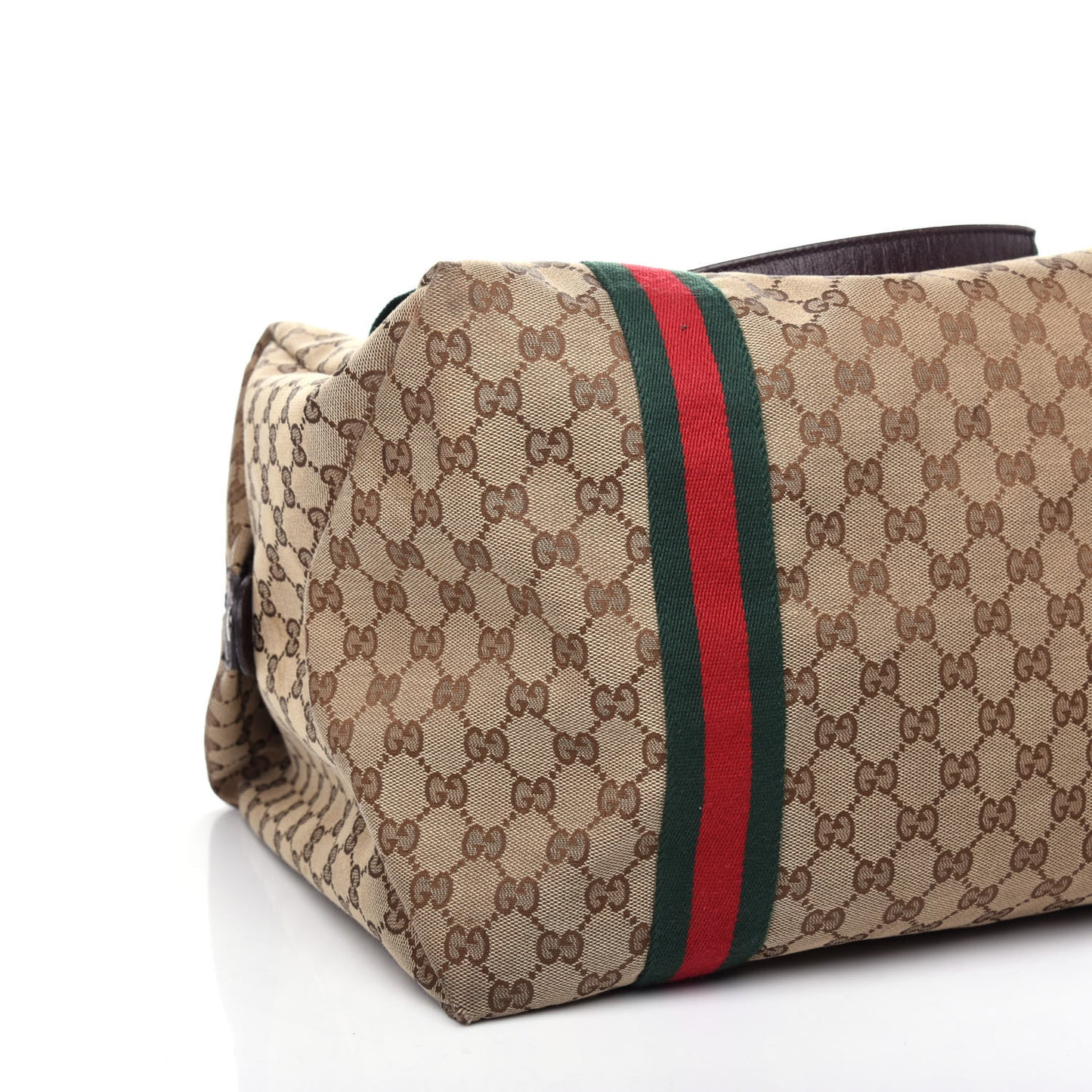 GG Monogram Web Medium Collapsible Carry On Duffle Beige Brown