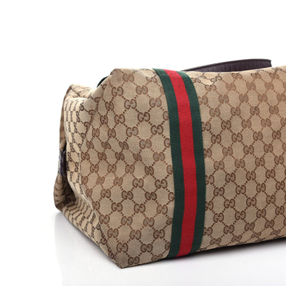 Gucci GG Monogram Web Medium Collapsible Carry On Duffle Beige Brown 7 of 9