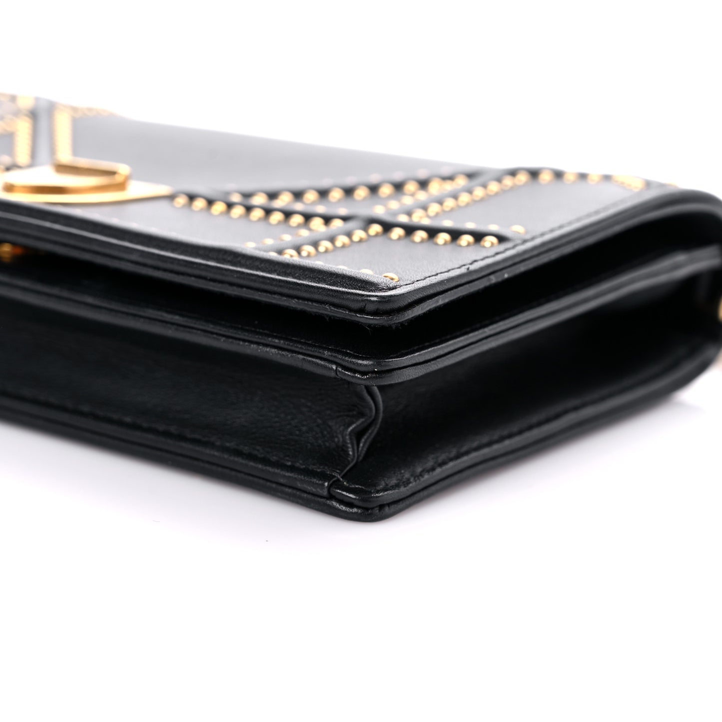 Lambskin Studded Micro Diorama Flap Bag Black