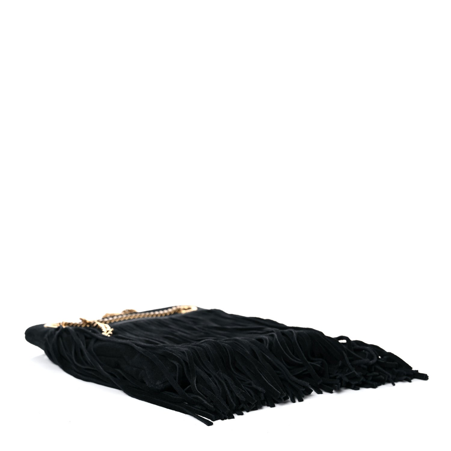 Saint Laurent Suede Calfskin Small Grace Fringed Hobo Bag Rope Black 3 of 10