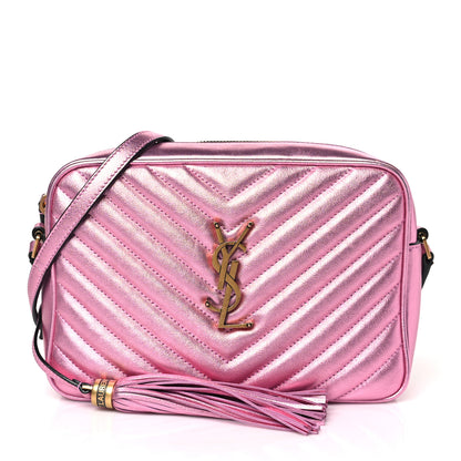 Saint Laurent Metallic Calfskin Matelasse Monogram Lou Camera Bag Vegas Pink 1 of 9