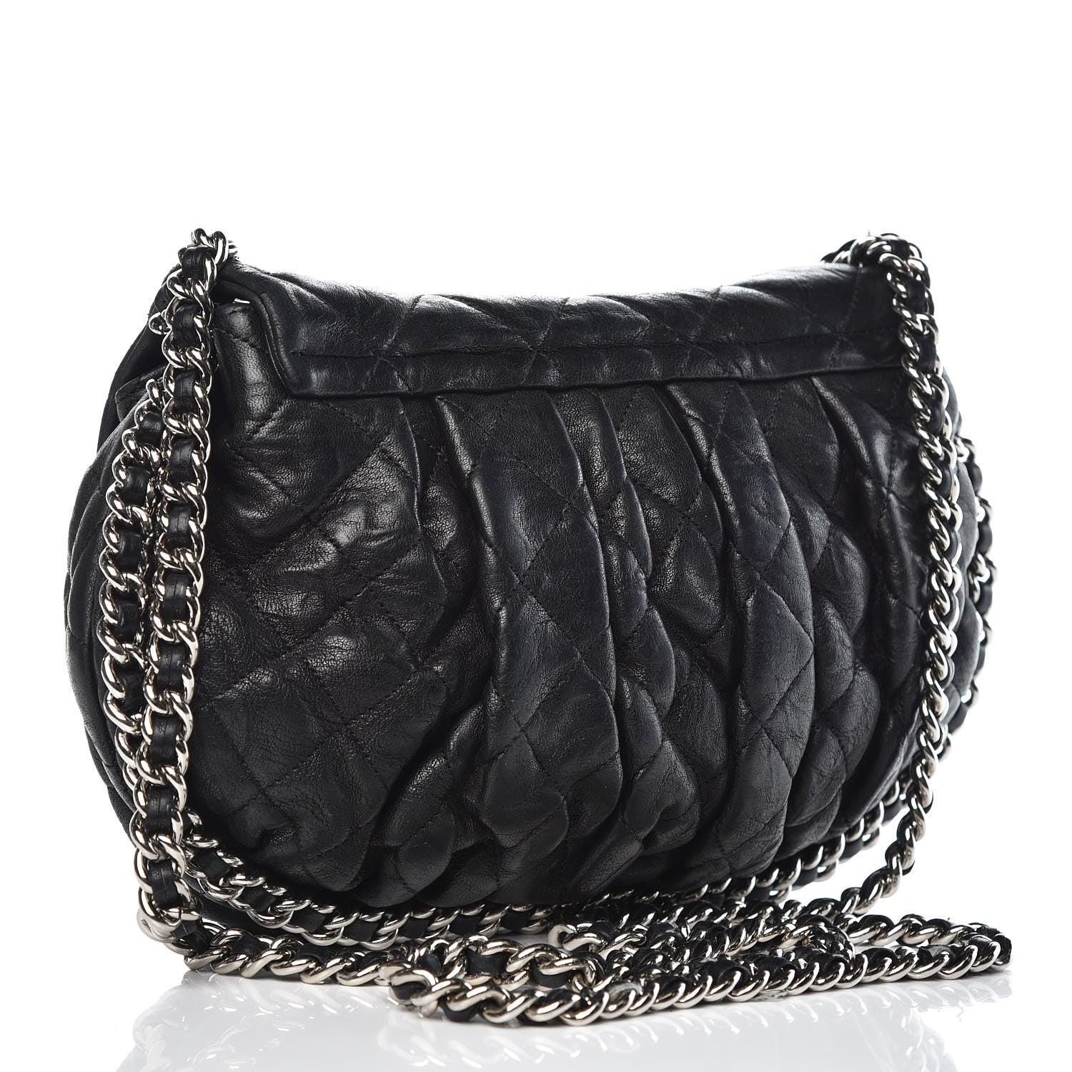 Chanel Washed Lambskin Quilted Medium Chain Around Messenger Black 3 of 13