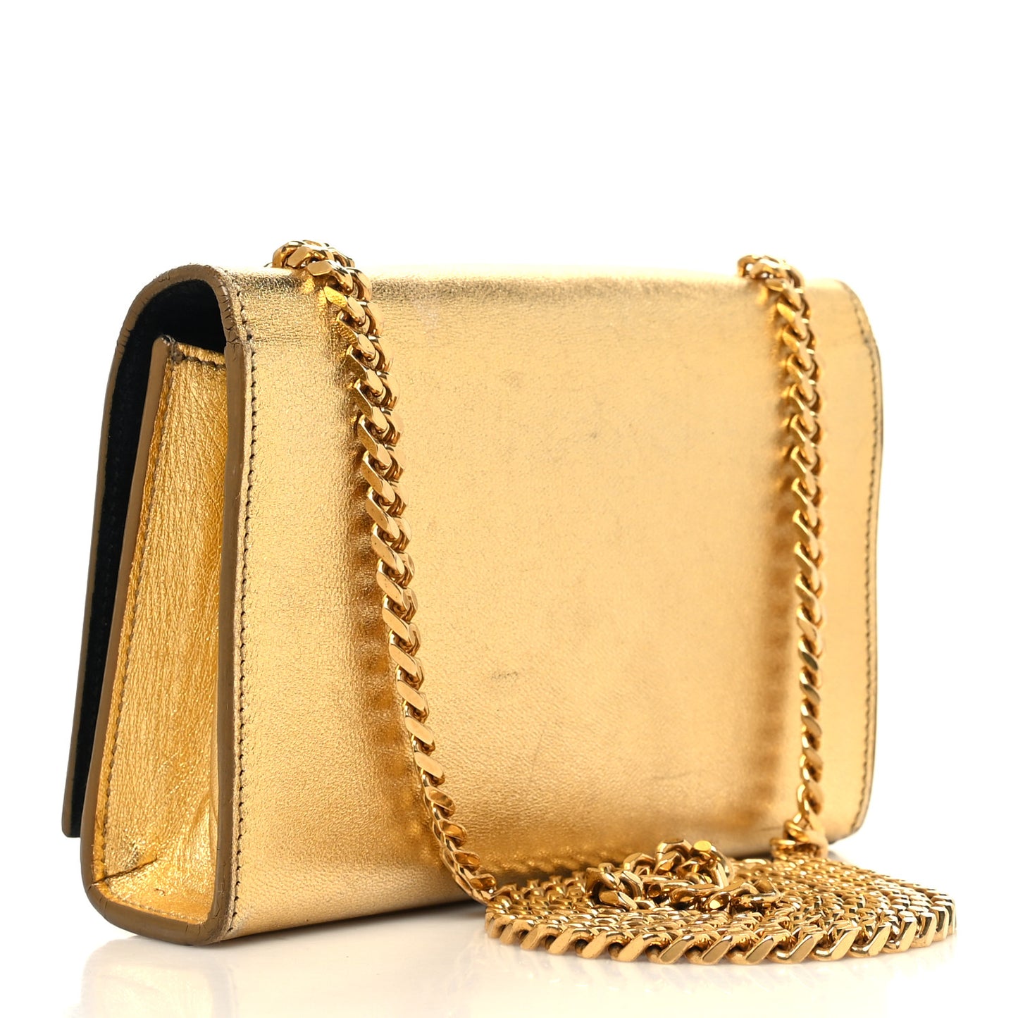 Metallic Calfskin Small Classic Monogram Kate Tassel Satchel Gold