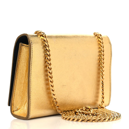 Saint Laurent Metallic Calfskin Small Classic Monogram Kate Tassel Satchel Gold 3 of 12