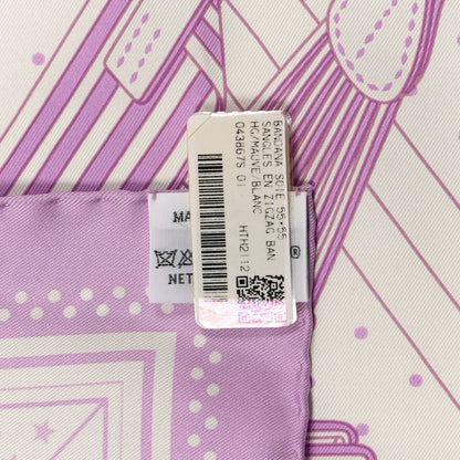 Hermes Silk Sangles En ZigZag Bandana Scarf 55 Mauve White 4 of 4