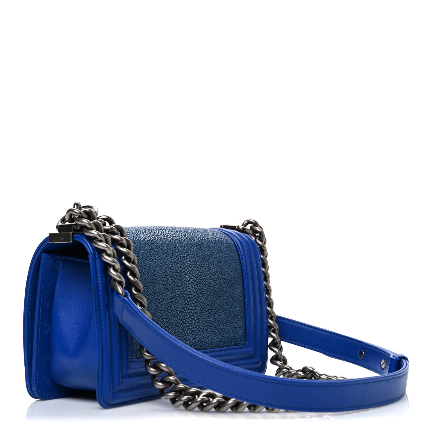 Chanel Galuchat Stingray Small Boy Flap Blue 3 of 10