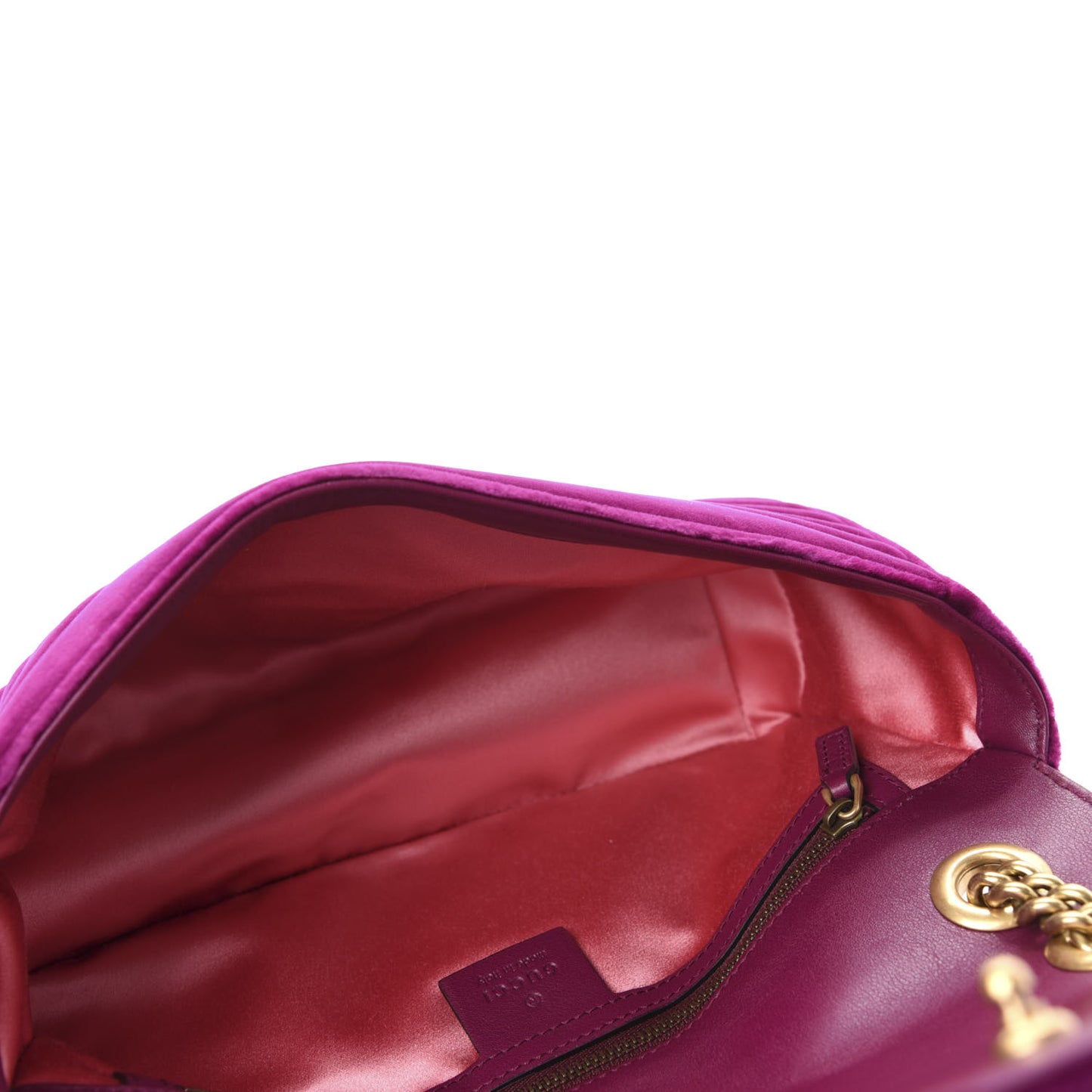 Velvet Matelasse Small GG Marmont Shoulder Bag Fuchsia Violet Cyclamen