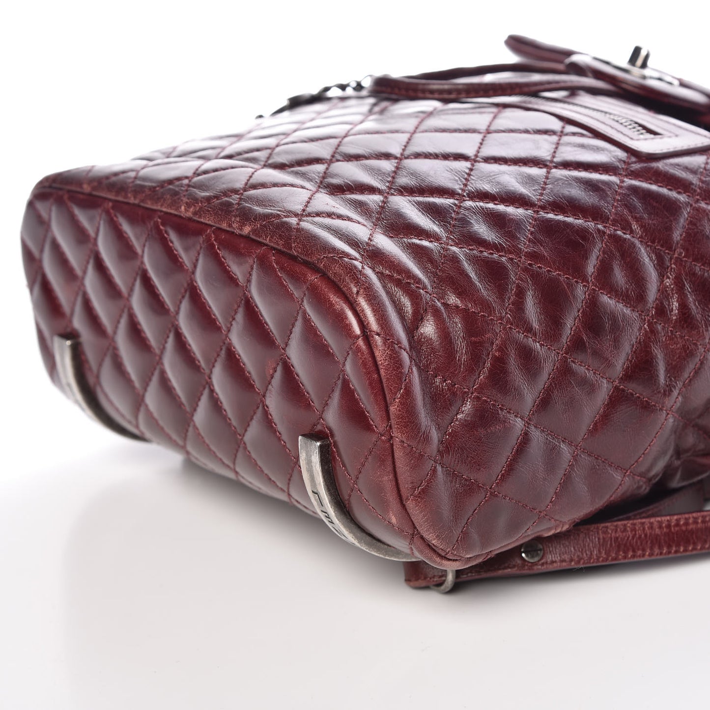 Glazed Calfskin Quilted Large Salzburg Backpack Burgundy