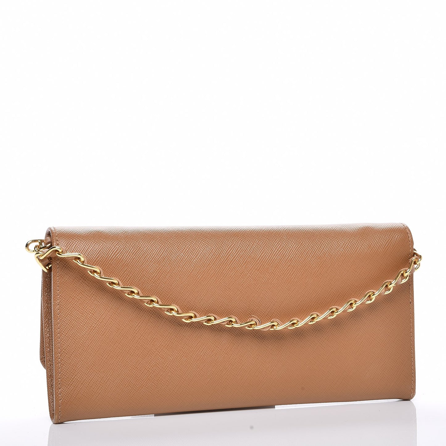 Saffiano Metal Chain Wallet Caramel