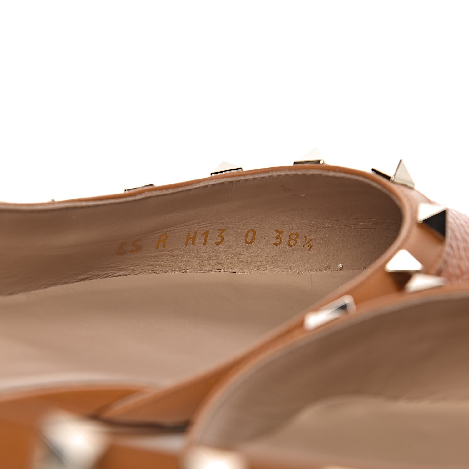 Valentino Garavani Pebbled Calfskin Rockstud Slingback Flats 38.5 Orange 7 of 9
