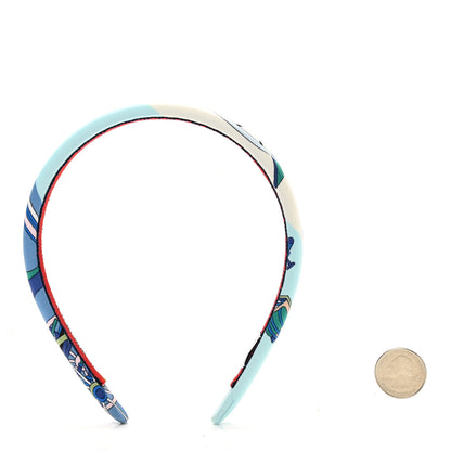 Hermes Silk Twill La Folle Parade Elsa Headband Bleu Jean 2 of 4