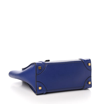 Celine Drummed Calfskin Micro Luggage Indigo 3 of 10
