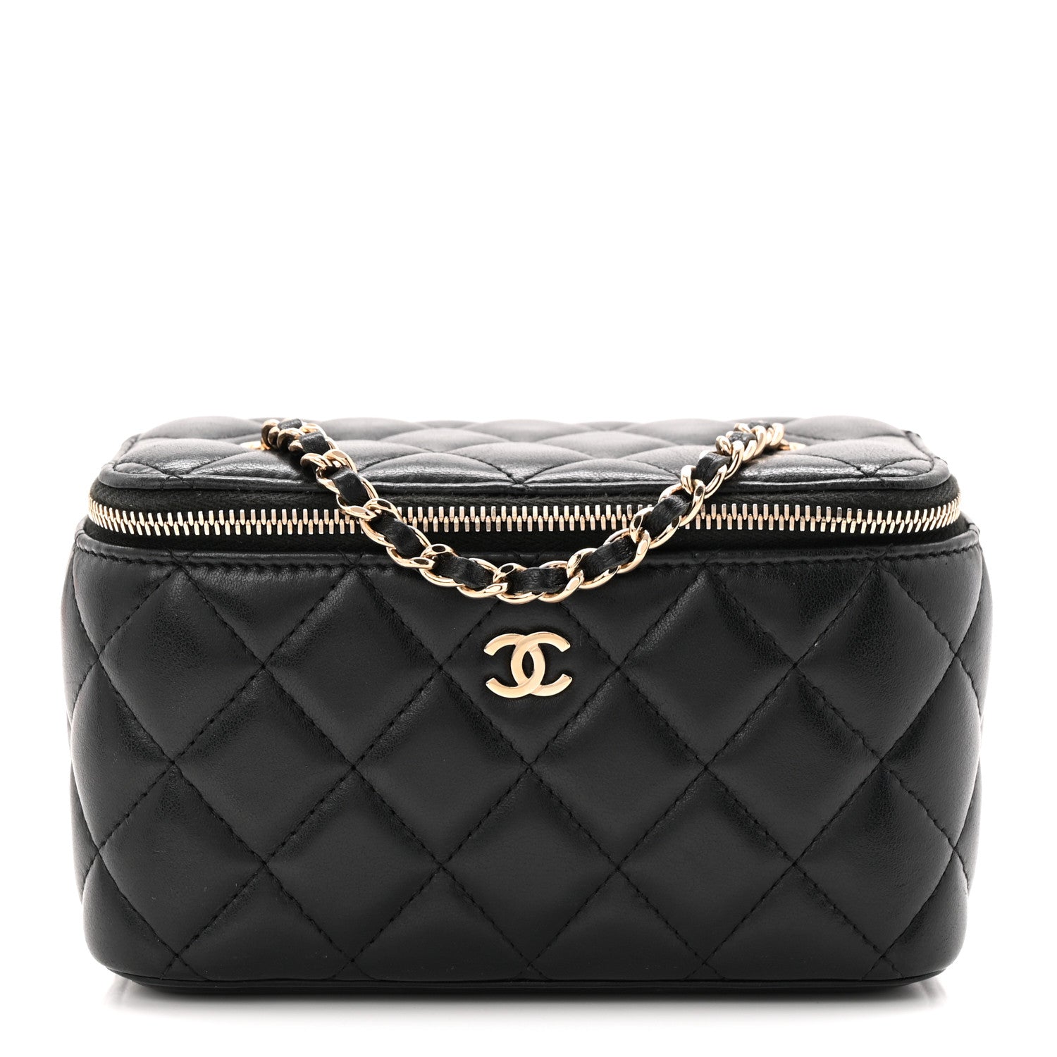 Chanel Lambskin Quilted Small Vanity Case With Chain Black 1 of 10
