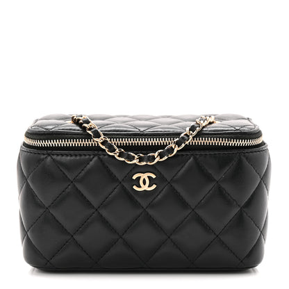 Chanel Lambskin Quilted Small Vanity Case With Chain Black 1 of 10