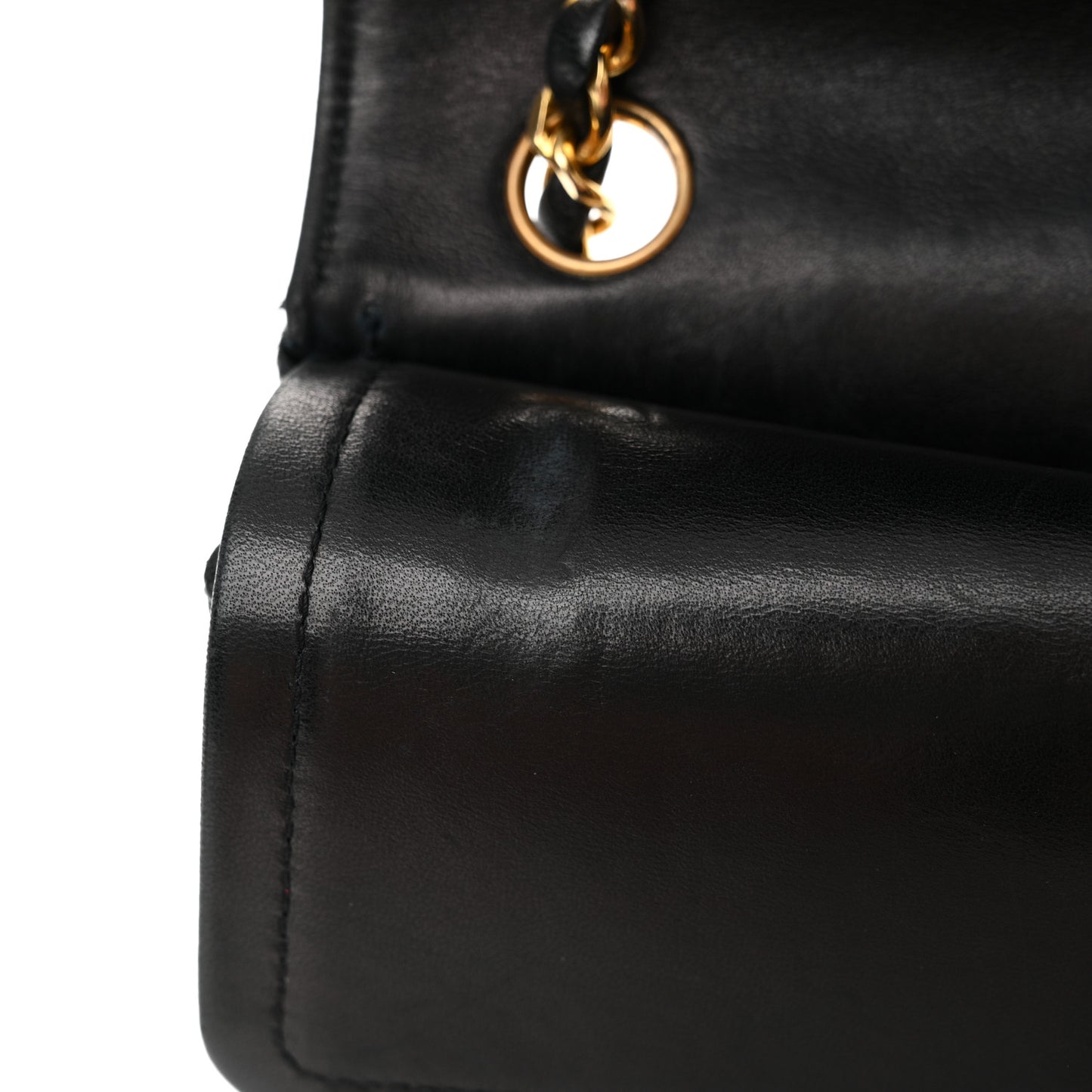 Lambskin Quilted Medium Double Flap Black
