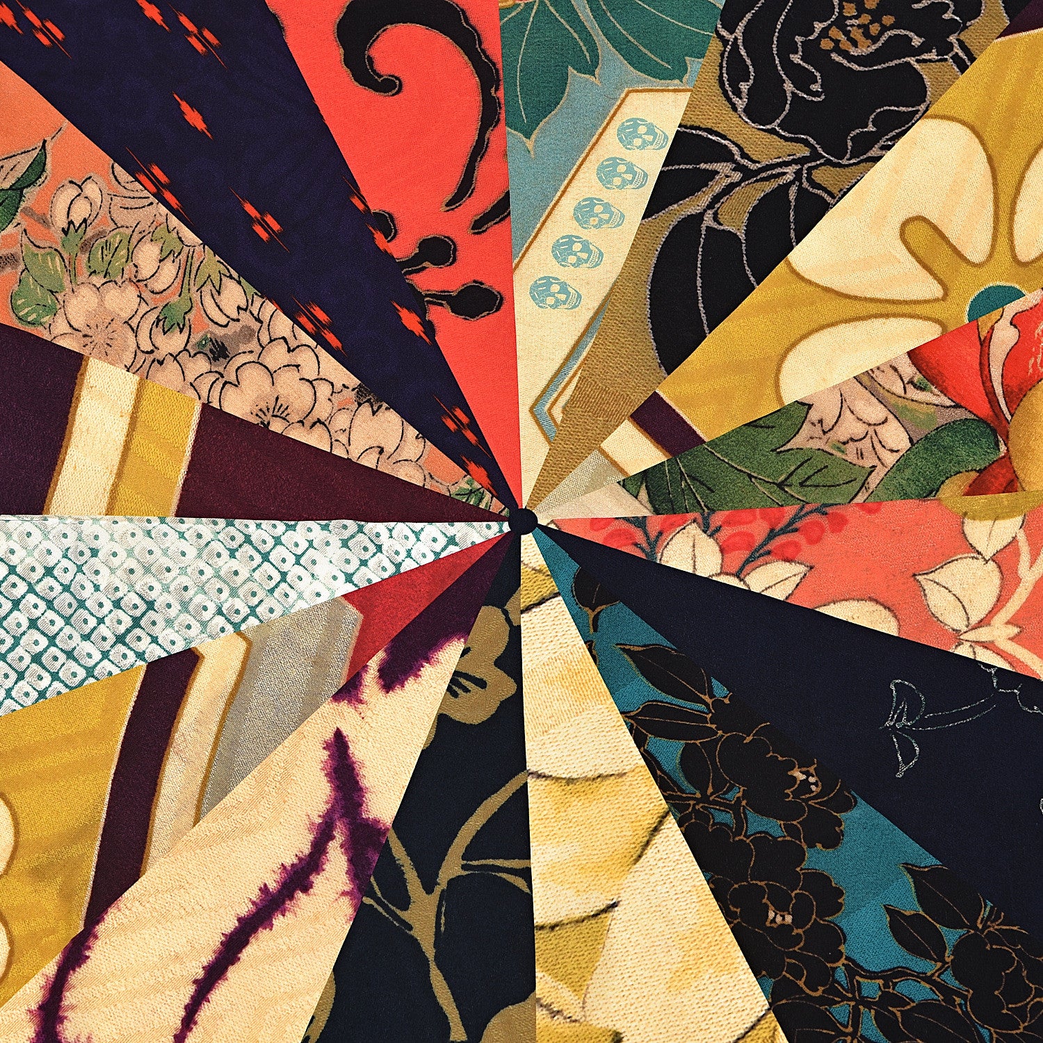 Alexander McQueen Silk Monogram Kimono Patchwork Scarf Rose Blue 4 of 6