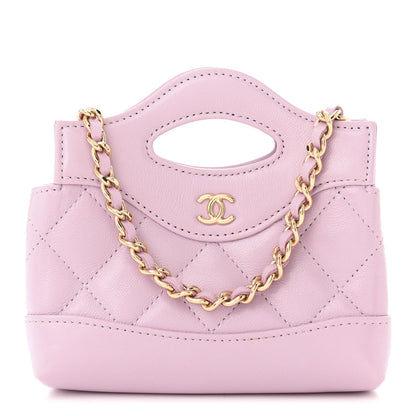 Chanel Shiny Lambskin Quilted Micro 31 Clutch With Chain Light Purple 1 of 11