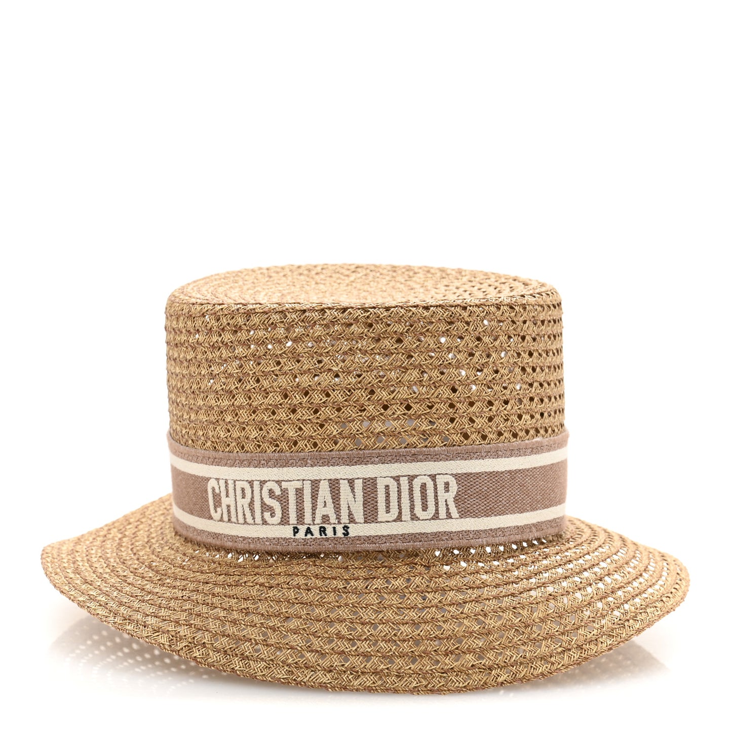Straw Embroidered D-Bobby Large Brim Hat 58 Rose