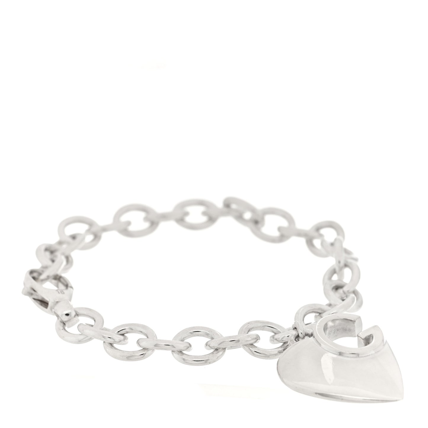 Sterling Silver G Heart Charm Link Bracelet