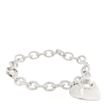 Gucci Sterling Silver G Heart Charm Link Bracelet 1 of 3