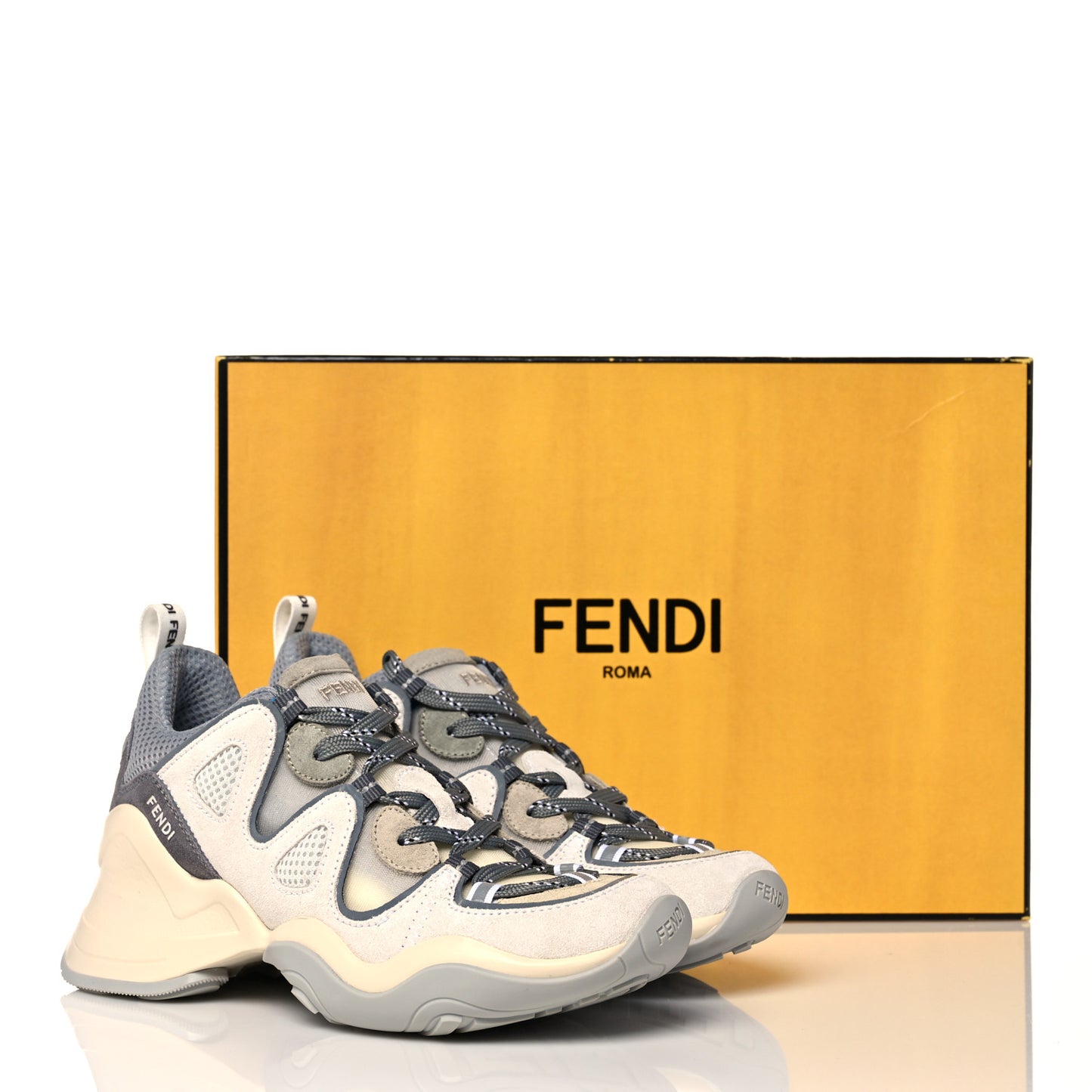 Suede Mesh Womens FFluid Low Top Sneakers 35 Latte Cemento White