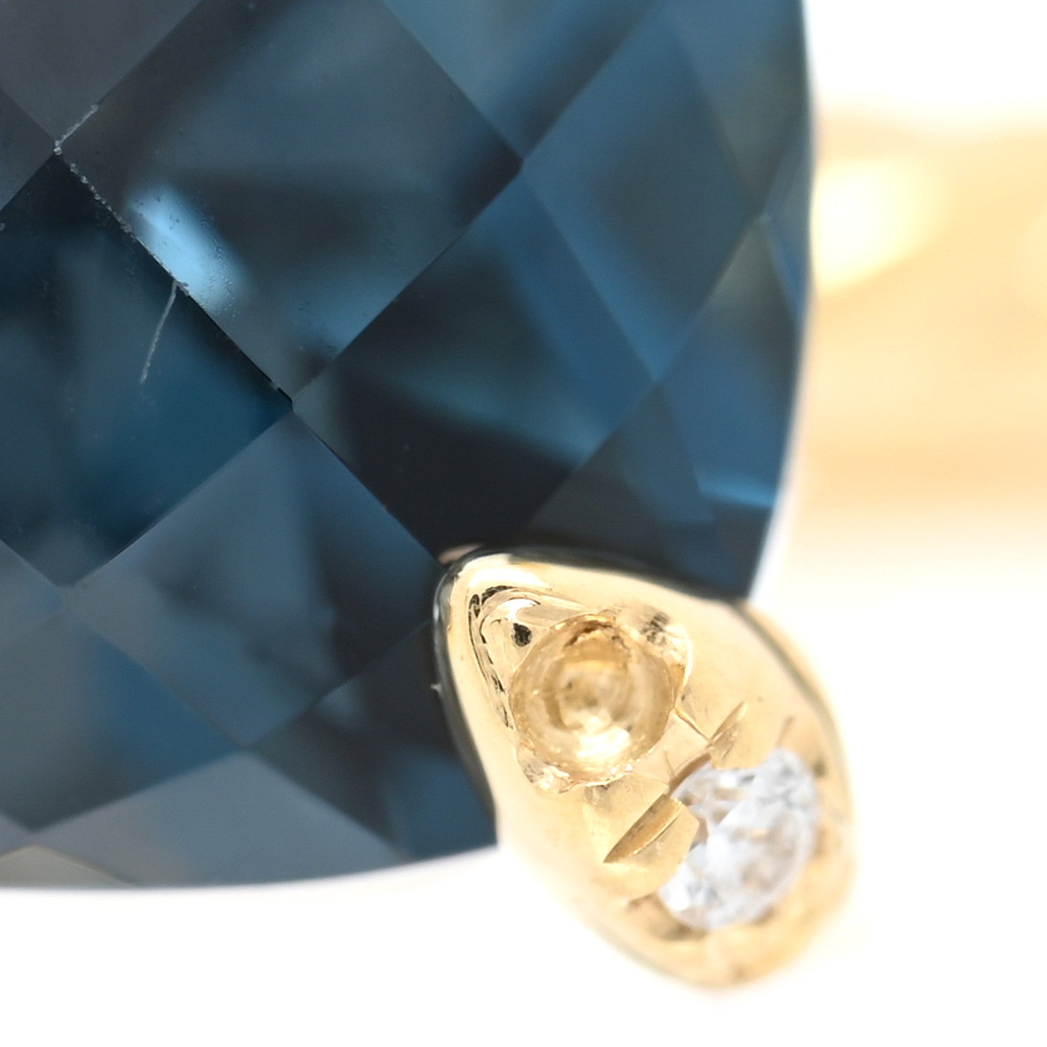 David Yurman 18K Yellow Gold Diamond Blue Topaz 7mm Chatelaine Ring 47 4 5 of 5