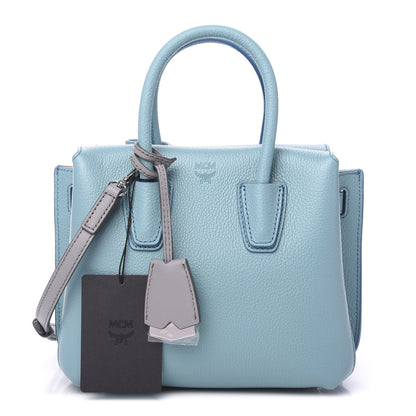 MCM Grained Calfskin Mini Milla Tote Sky Blue 1 of 7