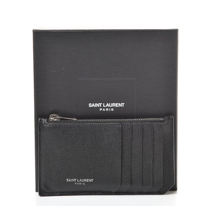 Saint Laurent Grained Calfskin 5 Fragments Zip Pouch Card Holder Black 9 of 9