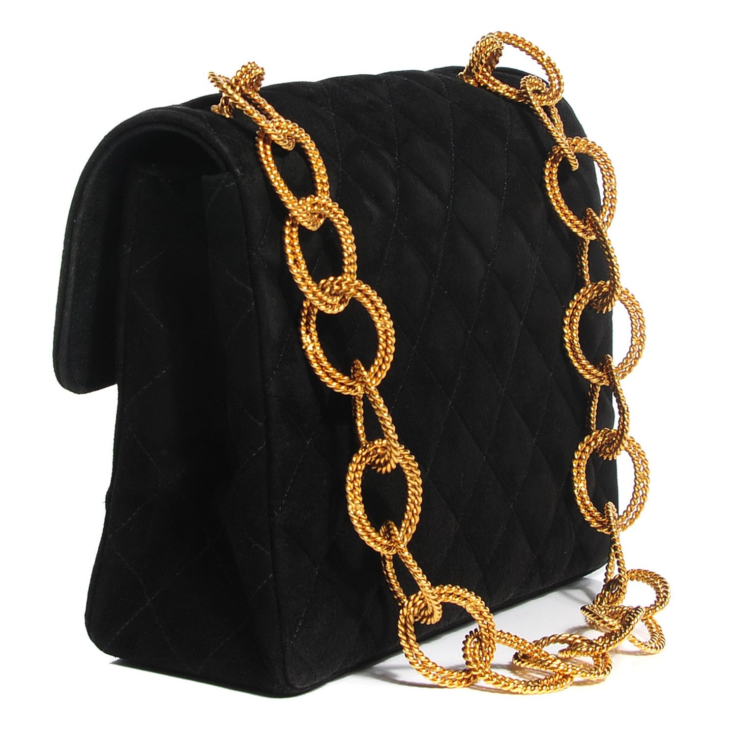 Suede Quilted Small Gripoix Flap Black