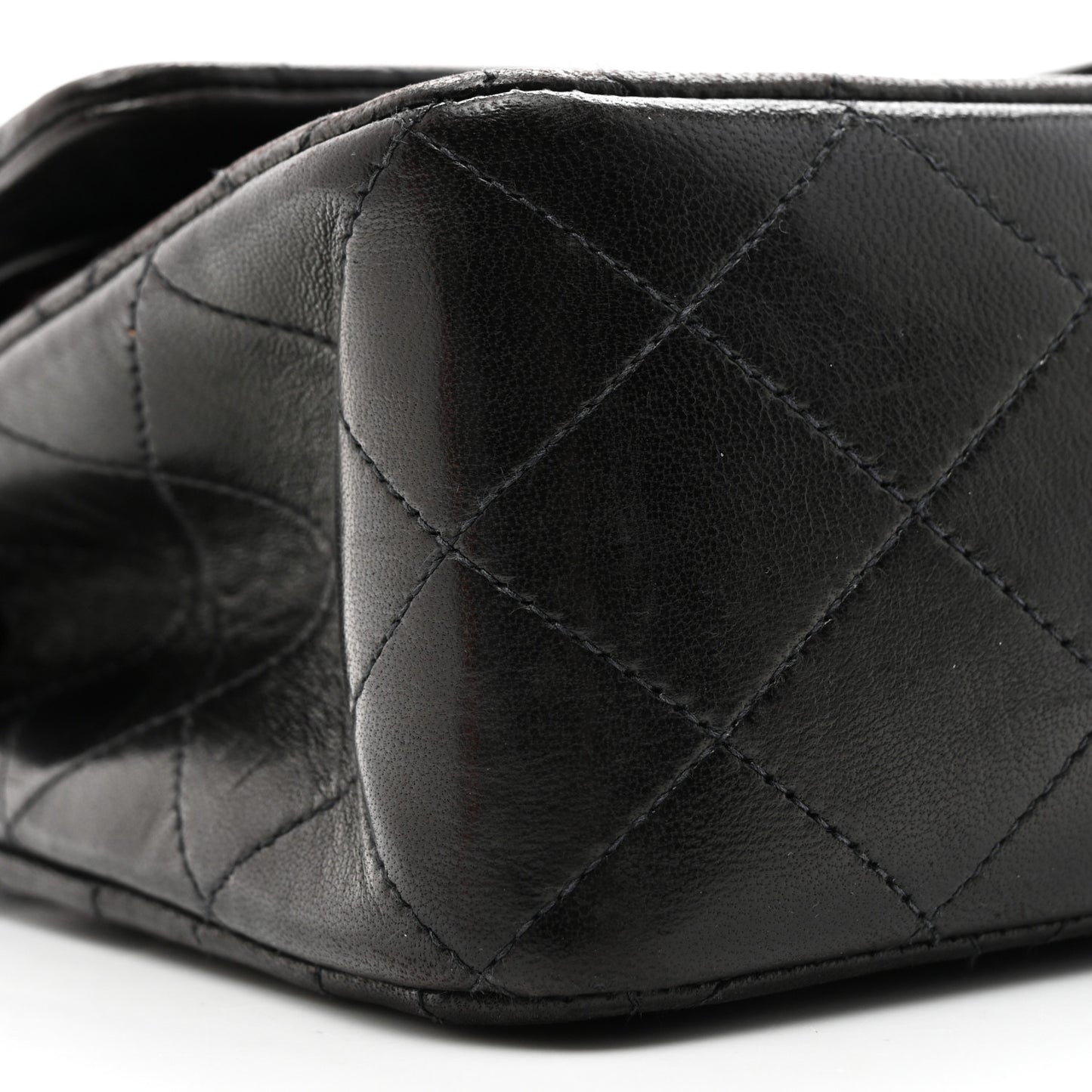 Lambskin Quilted Medium Double Flap Black