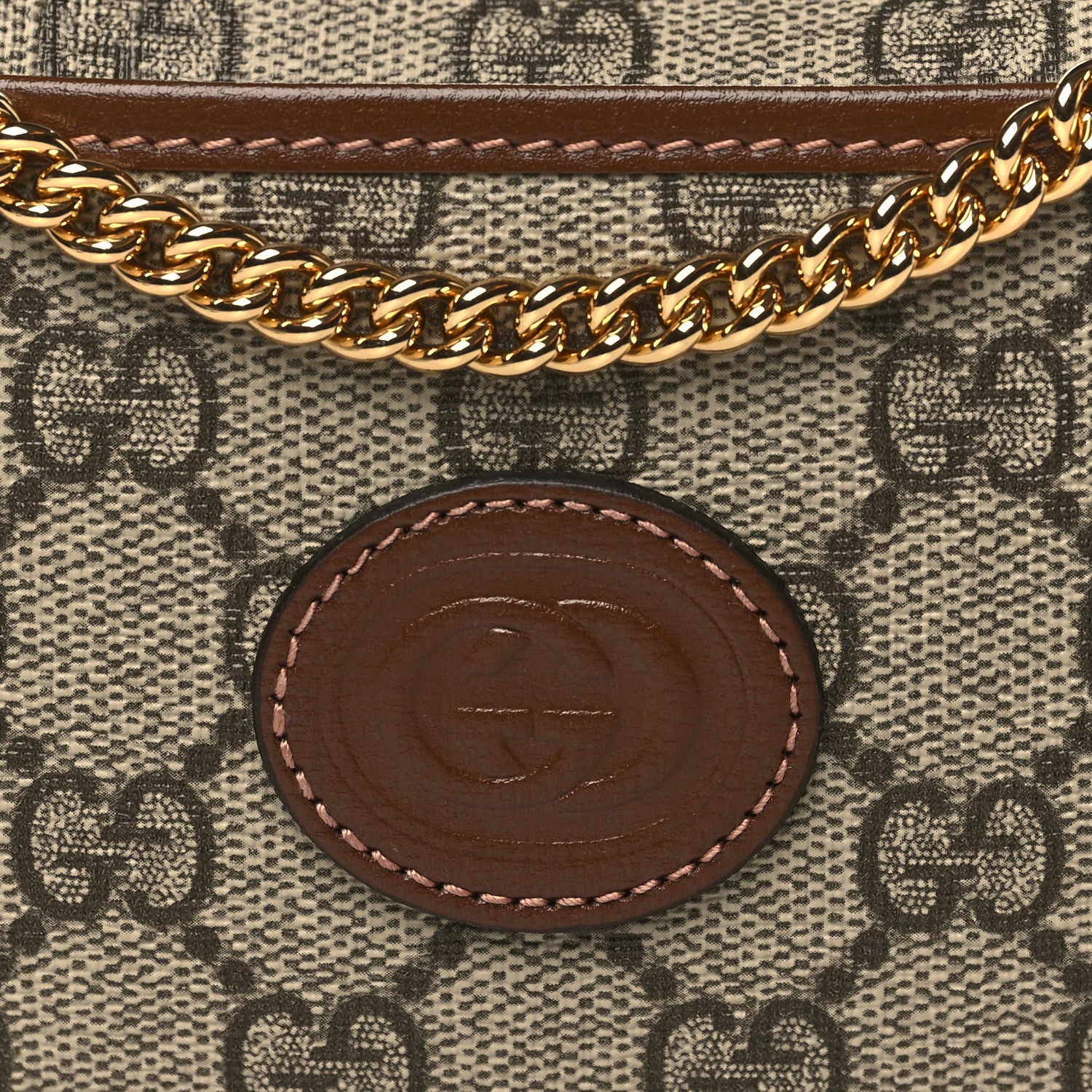 Gucci GG Supreme Monogram Azalea Calfskin Mini Retro Interlocking G Half Moon Bag Beige Ebony Brown Sugar 8 of 11