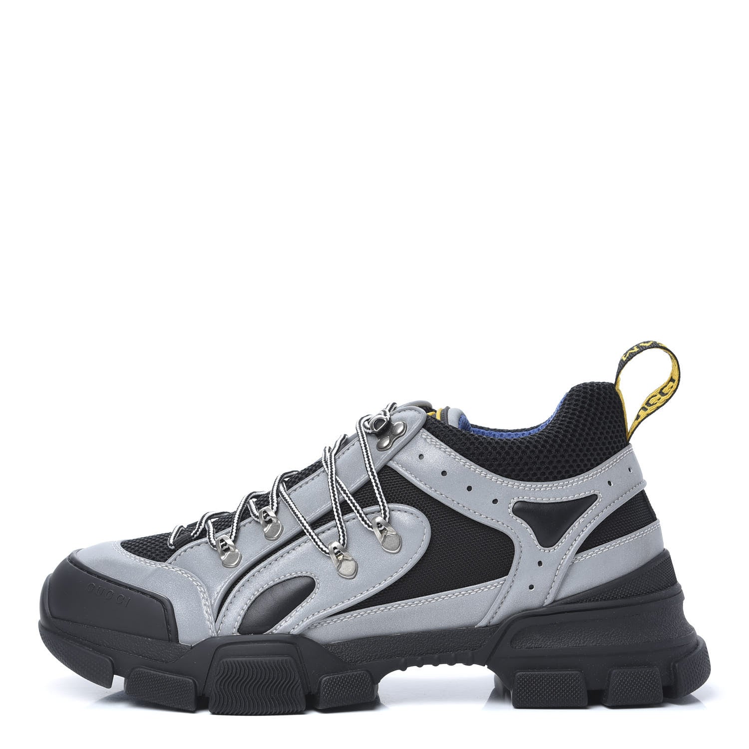 Gucci X SEGA Mesh Technical Canvas Calfskin Reflective Mens Flashtrek Sneakers 9.5 Silver Black 1 of 8