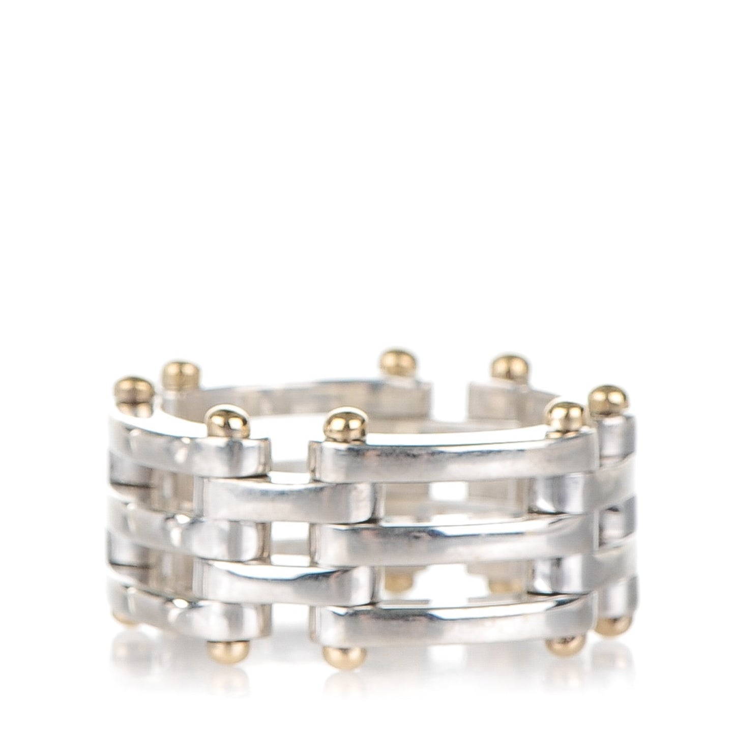 Sterling Silver 18K Yellow Gold Gatelink Ring 58 8.5