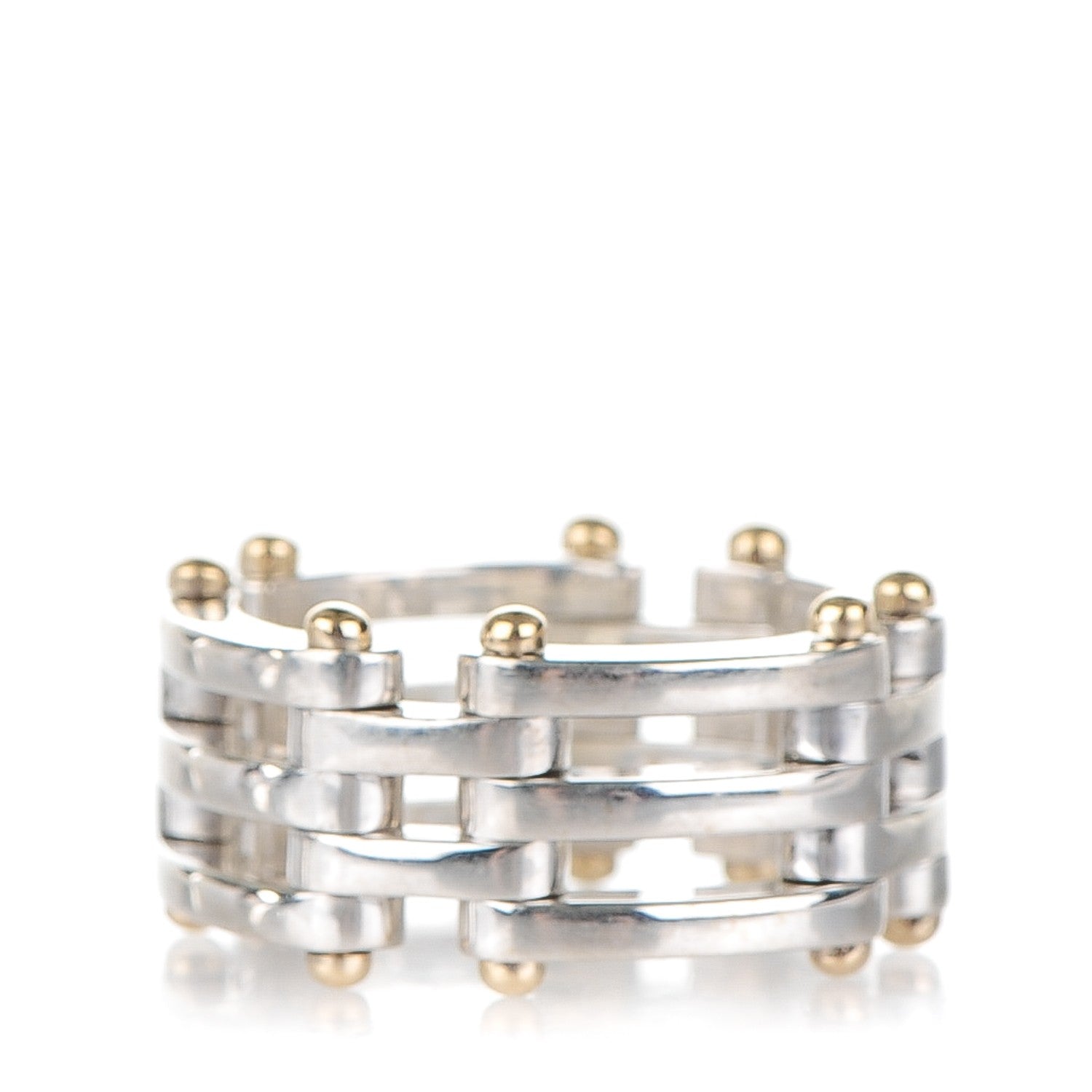 Tiffany Sterling Silver 18K Yellow Gold Gatelink Ring 58 8.5 1 of 6