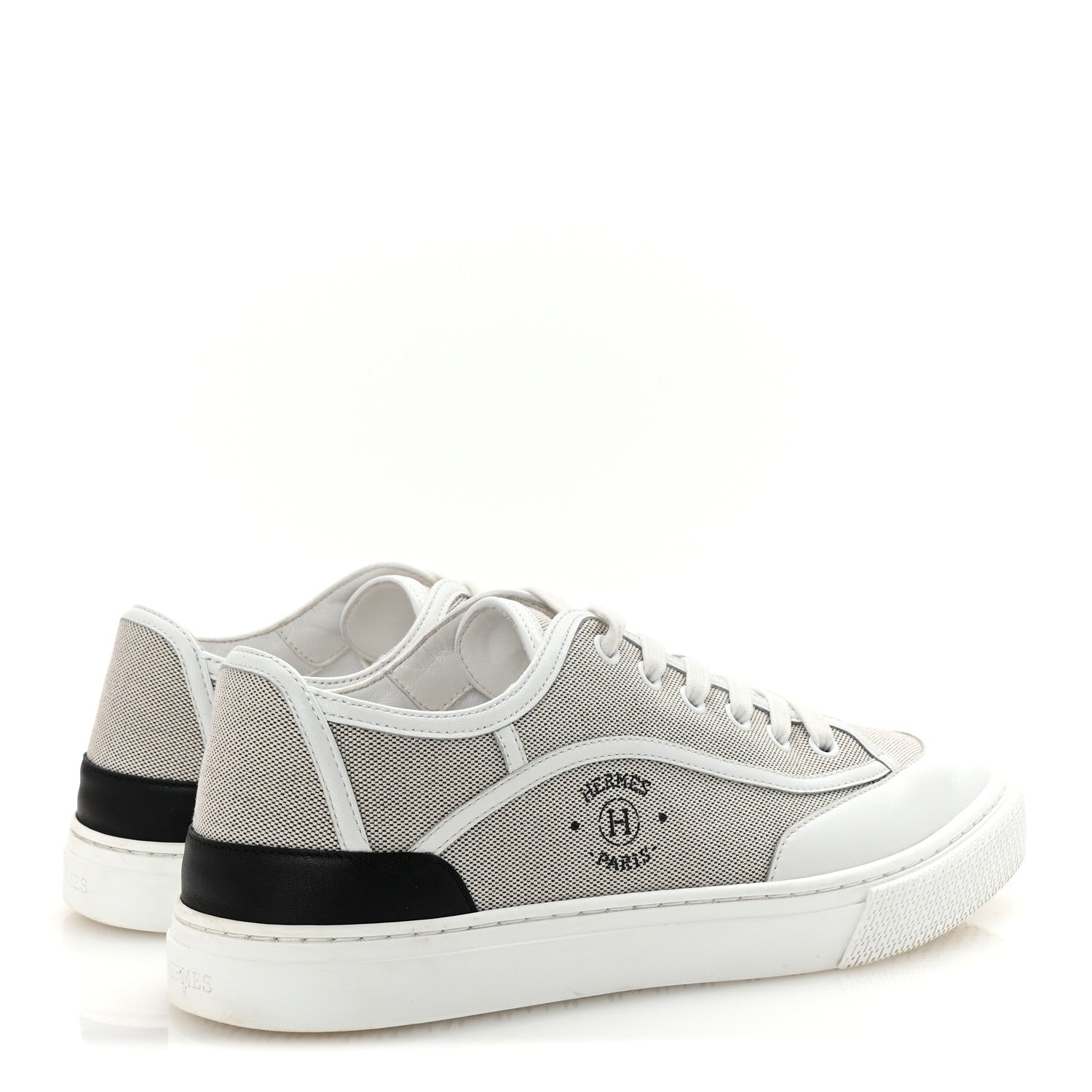 Hermes Canvas Calfskin Get Sneakers 40 Prunoir White 5 of 9