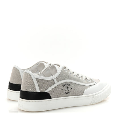 Hermes Canvas Calfskin Get Sneakers 40 Prunoir White 5 of 9