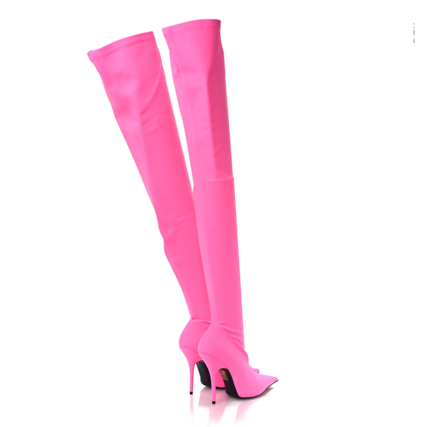 Matte Spandex Pointed Toe Knife 110mm Thigh High Boots 38 Fluo Pink