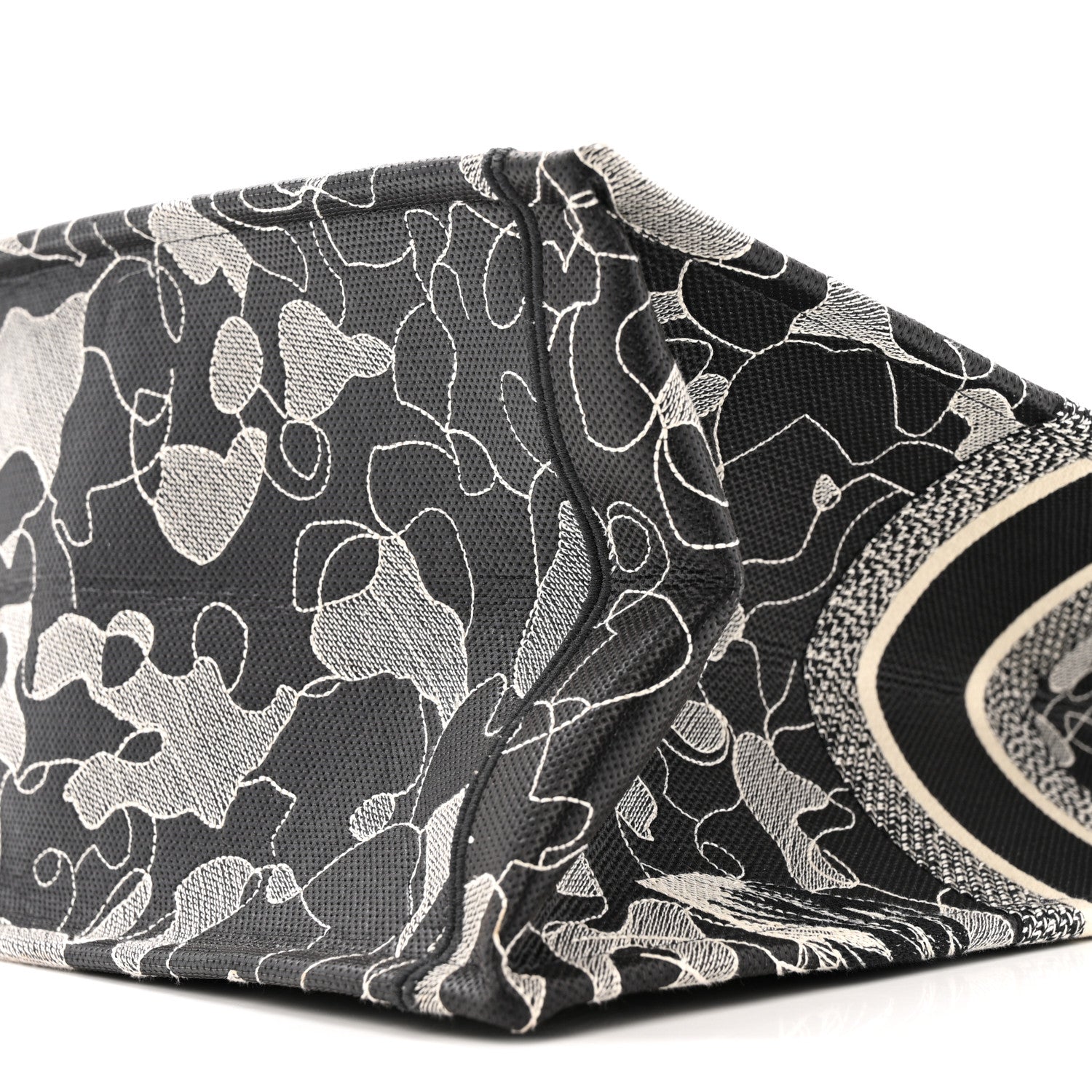 Christian Dior Canvas Embroidered Large Around The World Book Tote Black White 10 of 14