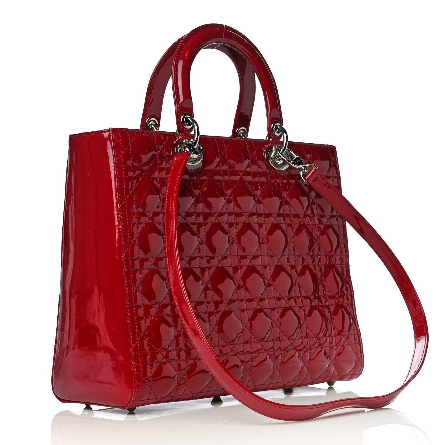 Christian Dior Patent Cannage Large Lady Dior Red 3 of 9