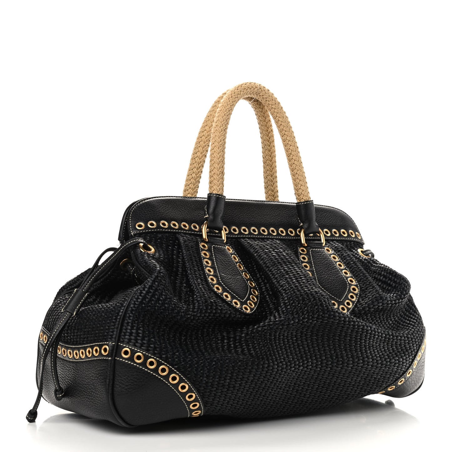 Paglia Vitello Daino Frame Satchel Black