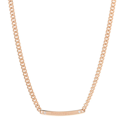 Tiffany 18K Rose Gold Diamond Micro Link ID Chain Necklace 1 of 5
