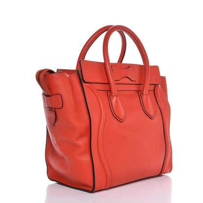 Celine Drummed Calfskin Mini Luggage Vermillion 3 of 12