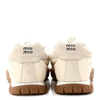 Miu Miu Technical Fabric Suede Womens Tyre Sneakers 40 Ivory 6 of 10