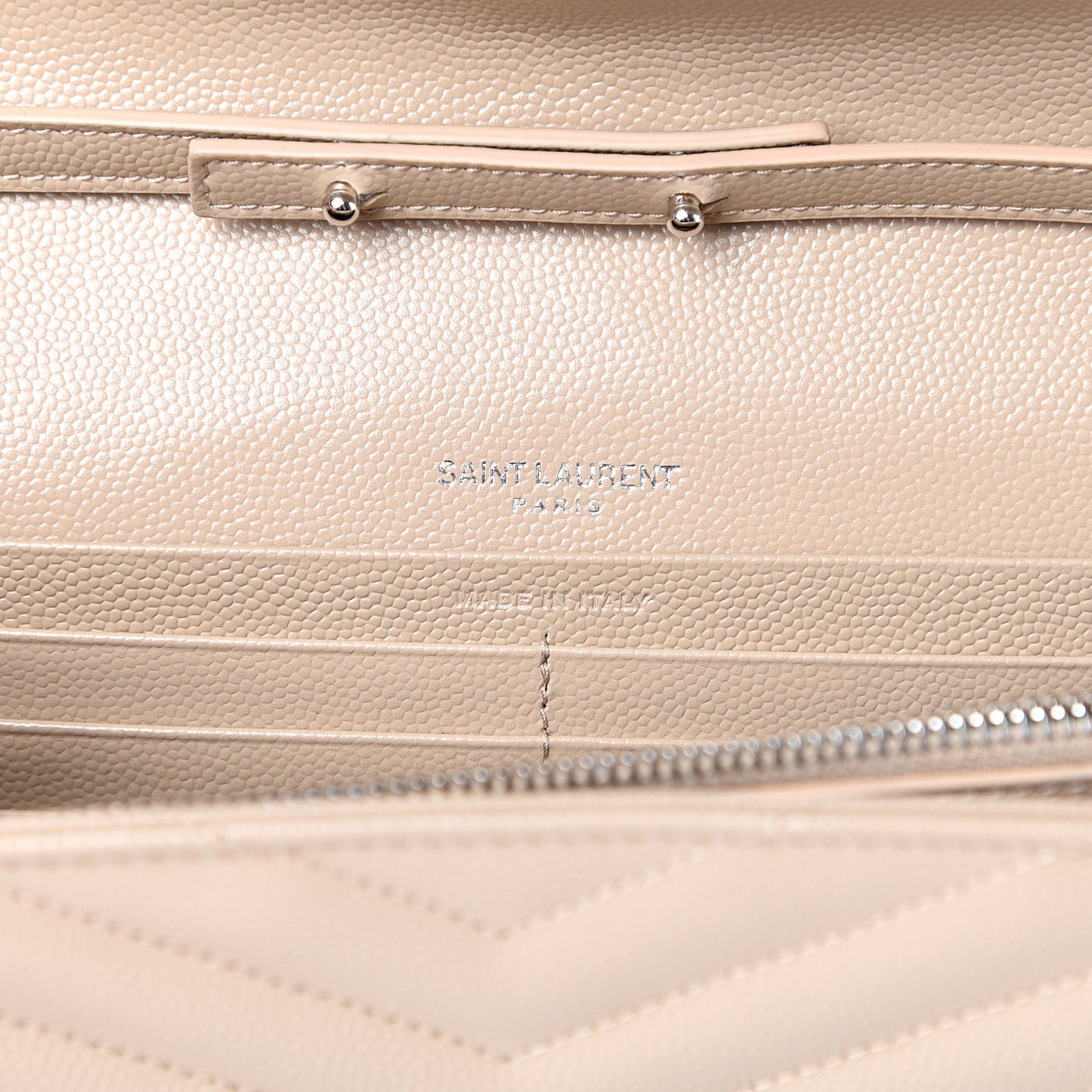 Grain De Poudre Matelasse Chevron Monogram Chain Wallet Nude Powder