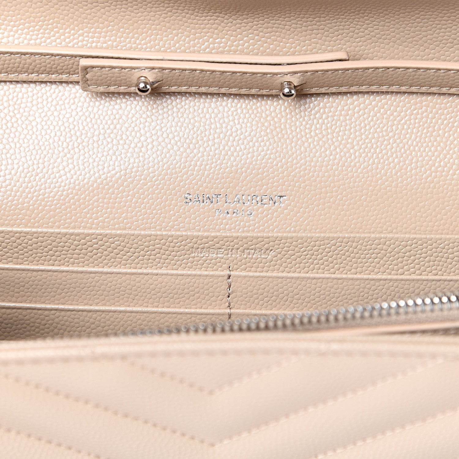 Saint Laurent Grain De Poudre Matelasse Chevron Monogram Chain Wallet Nude Powder 5 of 10