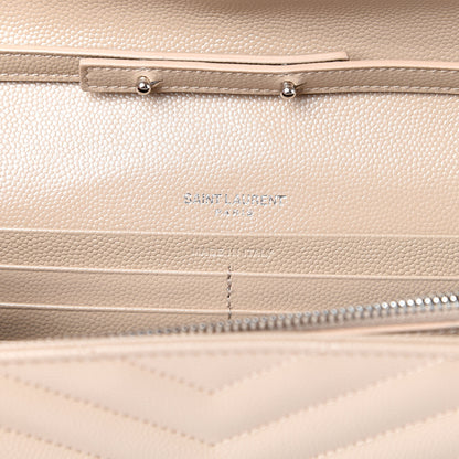 Saint Laurent Grain De Poudre Matelasse Chevron Monogram Chain Wallet Nude Powder 5 of 10