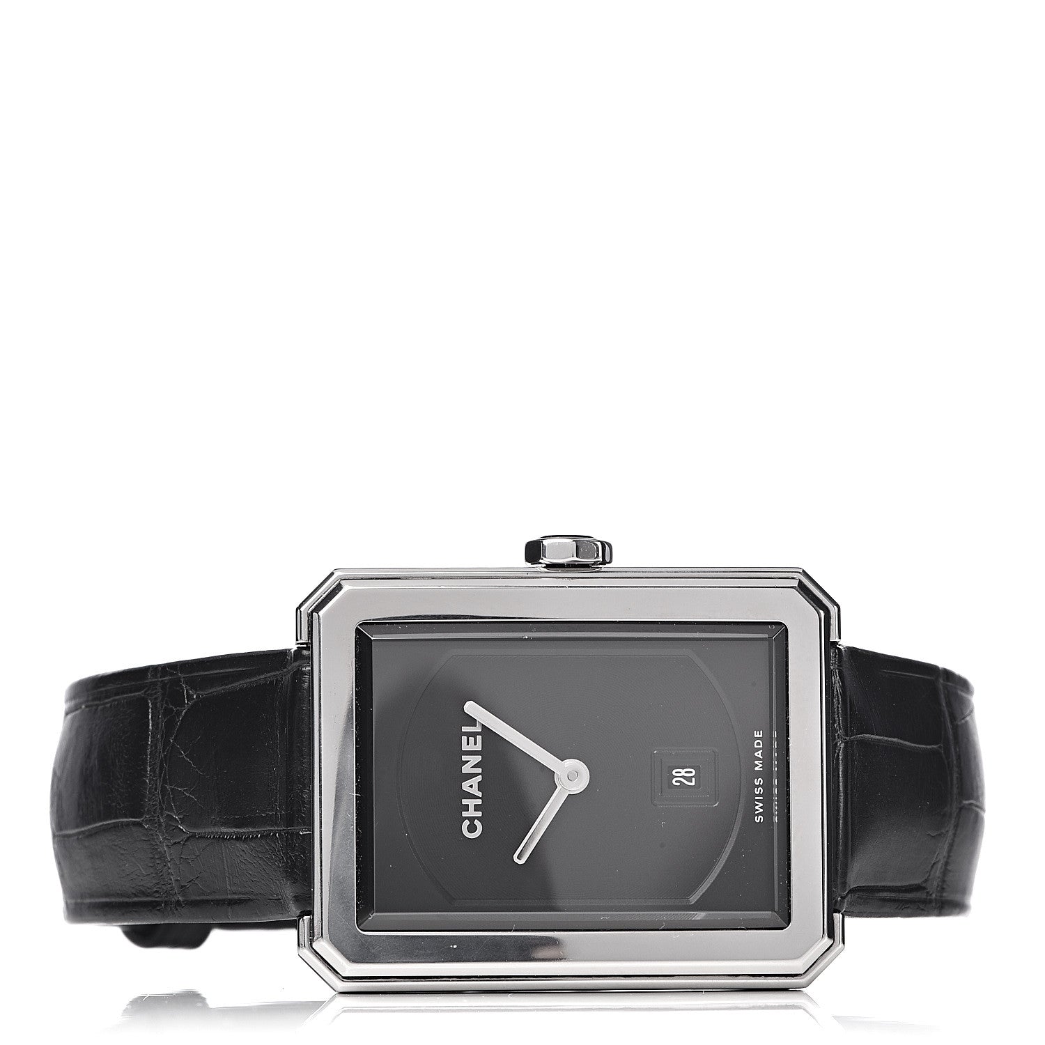 Chanel Stainless Steel Alligator 26mm Boy-Friend Quartz Watch Black 3 of 9