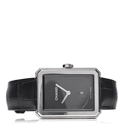 Chanel Stainless Steel Alligator 26mm Boy-Friend Quartz Watch Black 3 of 9